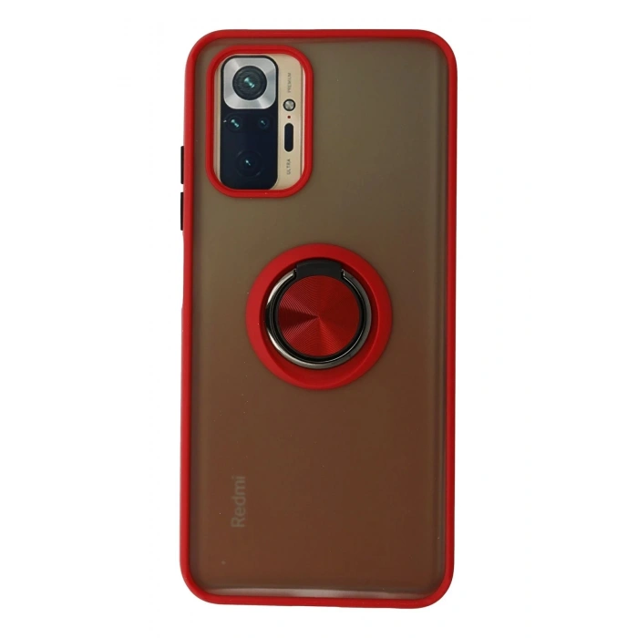 Xiaomi Redmi Note 10 Kılıf Montreal Yüzüklü Silikon Kapak - Kırmızı
