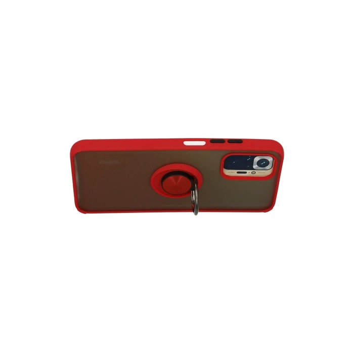 Xiaomi Redmi Note 10 Kılıf Montreal Yüzüklü Silikon Kapak - Kırmızı