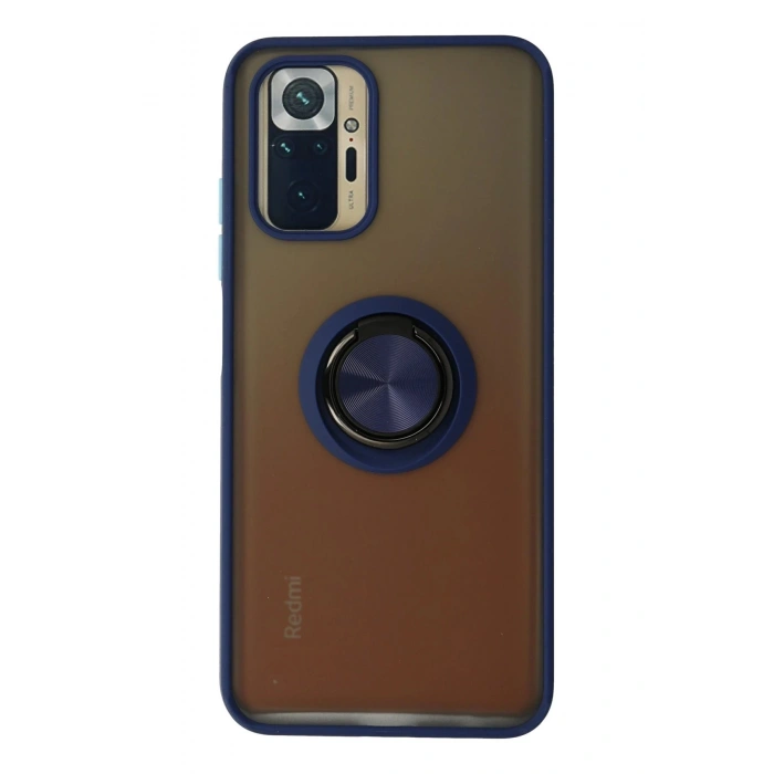 Xiaomi Redmi Note 10 Kılıf Montreal Yüzüklü Silikon Kapak - Lacivert