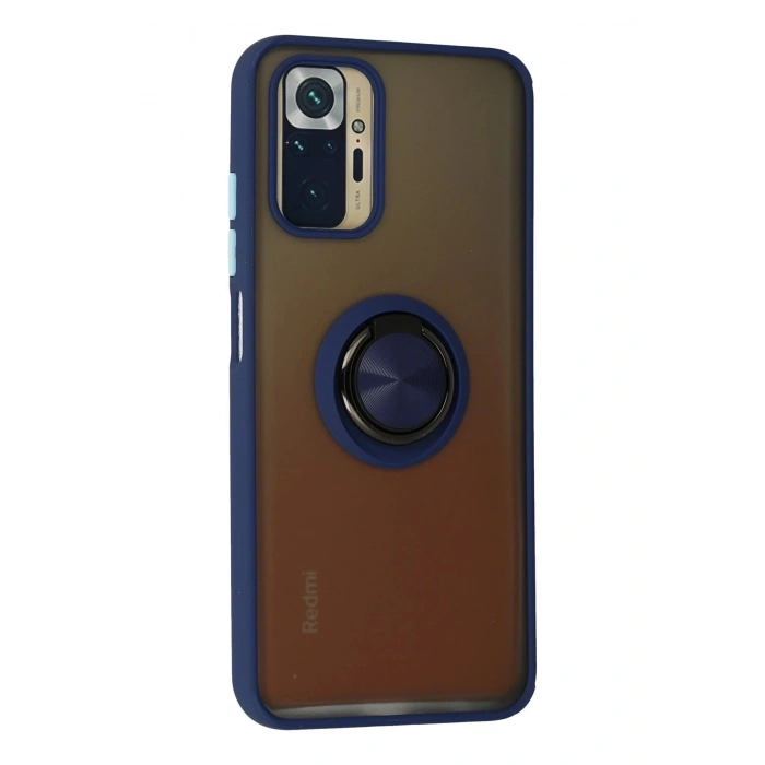 Xiaomi Redmi Note 10 Kılıf Montreal Yüzüklü Silikon Kapak - Lacivert