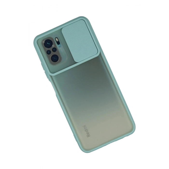 Xiaomi Redmi Note 10 Kılıf Palm Buzlu Kamera Sürgülü Silikon - Turkuaz