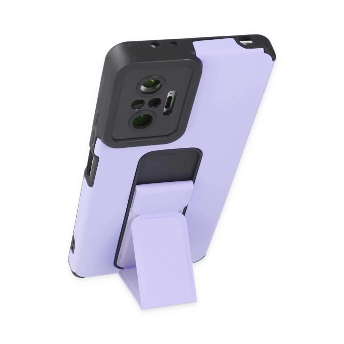 Xiaomi Redmi Note 10 Pro Kılıf Mega Standlı Silikon - Lila