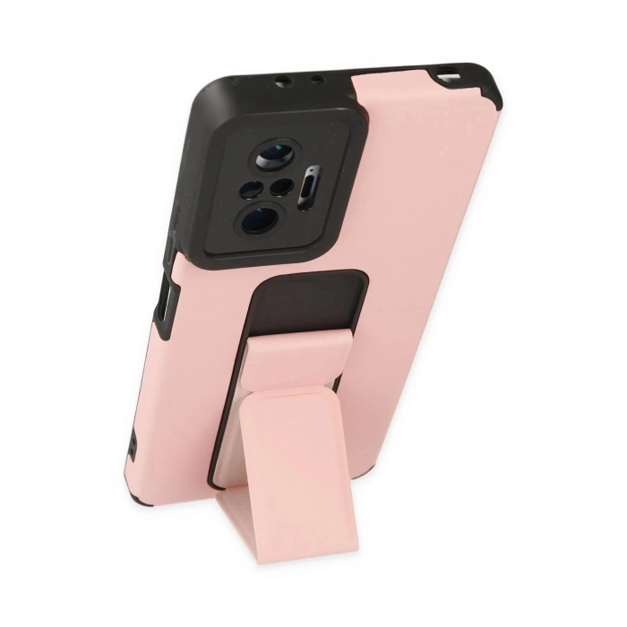 Xiaomi Redmi Note 10 Pro Kılıf Mega Standlı Silikon - Pudra