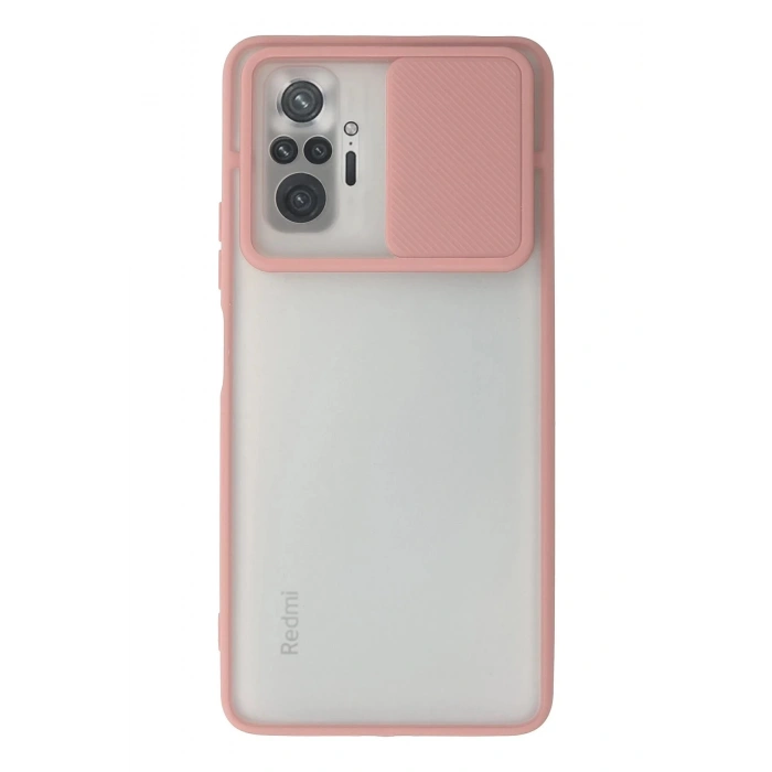 Xiaomi Redmi Note 10 Pro Kılıf Palm Buzlu Kamera Sürgülü Silikon - Pembe