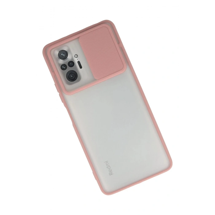Xiaomi Redmi Note 10 Pro Kılıf Palm Buzlu Kamera Sürgülü Silikon - Pembe