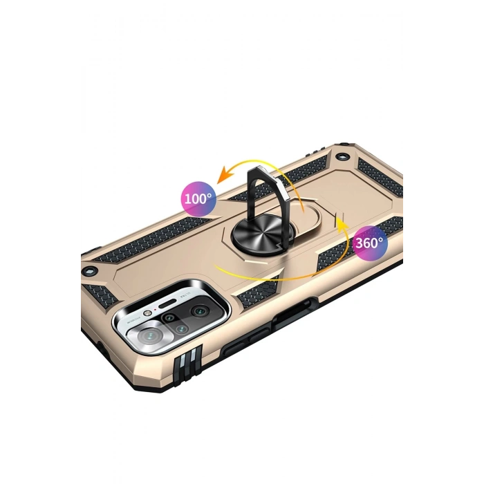 Xiaomi Redmi Note 10 Pro Kılıf Sofya Yüzüklü Silikon Kapak - Gold