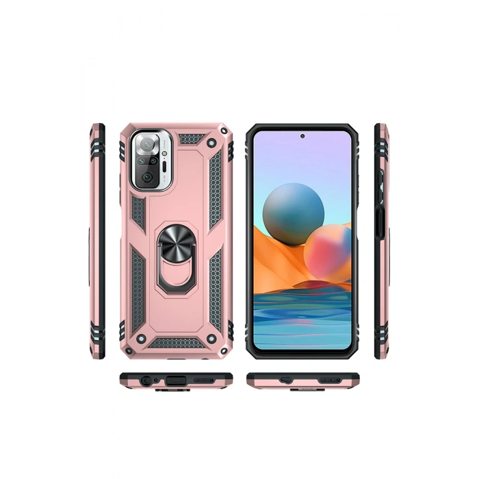 Xiaomi Redmi Note 10 Pro Kılıf Sofya Yüzüklü Silikon Kapak - Rose