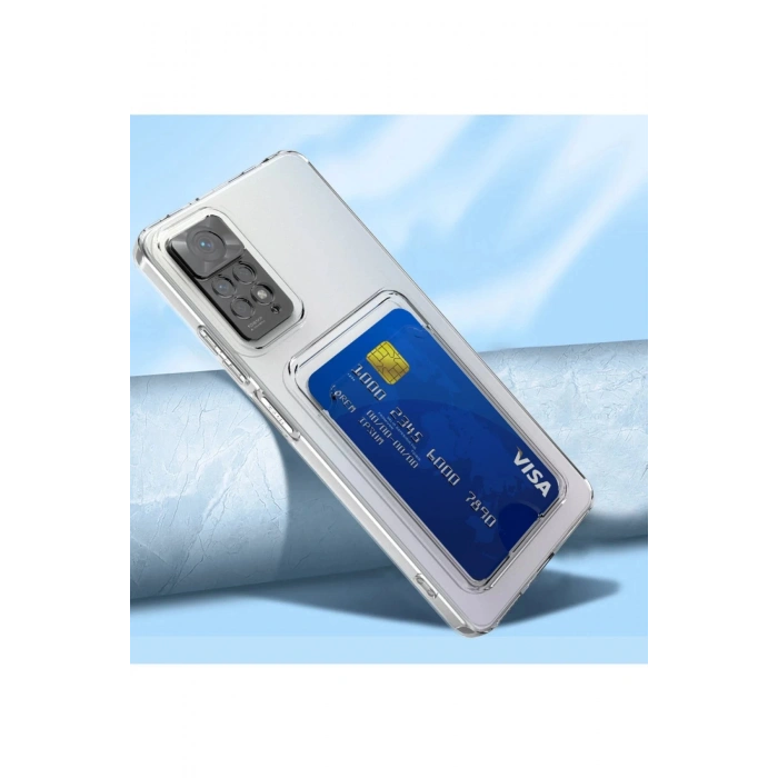 Xiaomi Redmi Note 11 Kılıf Kart Şeffaf Silikon - Şeffaf