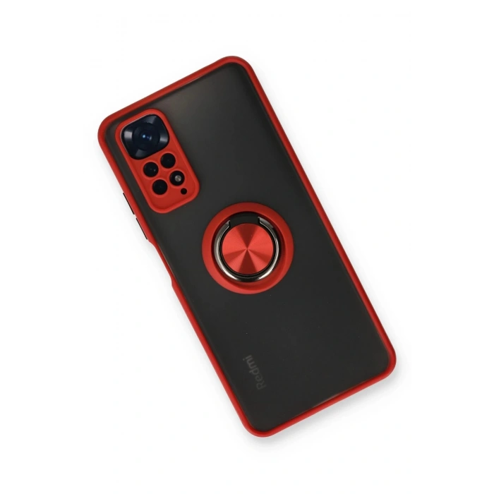 Xiaomi Redmi Note 11 Kılıf Montreal Yüzüklü Silikon Kapak - Kırmızı