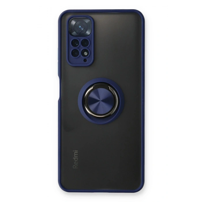 Xiaomi Redmi Note 11 Kılıf Montreal Yüzüklü Silikon Kapak - Lacivert
