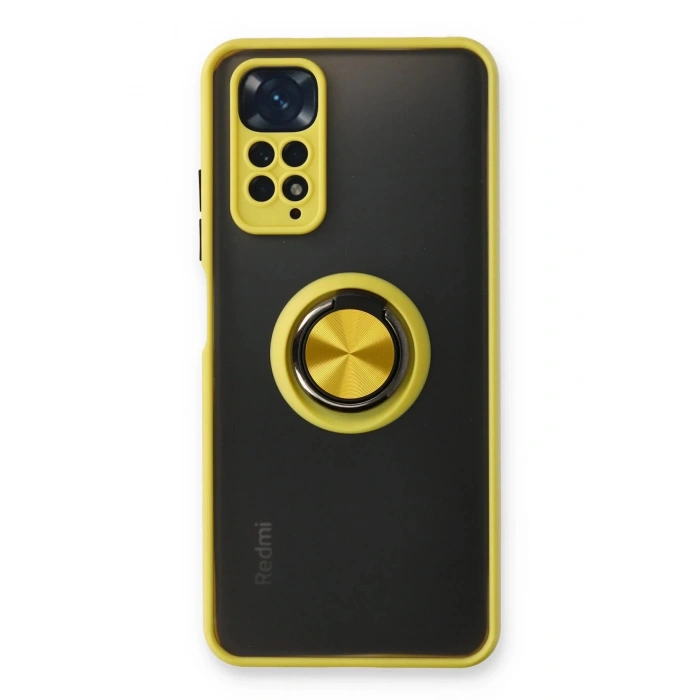 Xiaomi Redmi Note 11 Kılıf Montreal Yüzüklü Silikon Kapak - Sarı