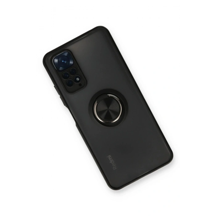 Xiaomi Redmi Note 11 Kılıf Montreal Yüzüklü Silikon Kapak - Siyah