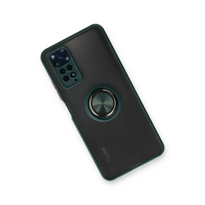 Xiaomi Redmi Note 11 Kılıf Montreal Yüzüklü Silikon Kapak - Yeşil
