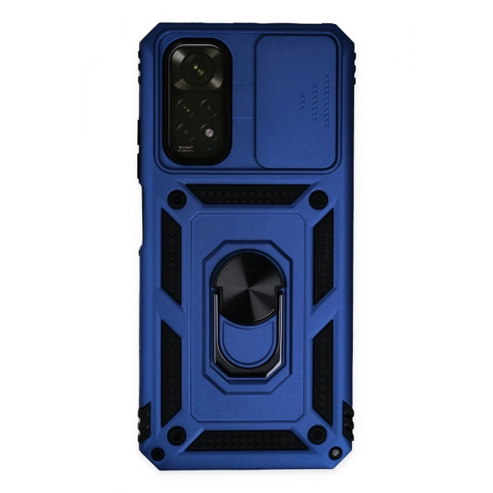 Xiaomi Redmi Note 11 Kılıf Pars Lens Yüzüklü Silikon - Lacivert