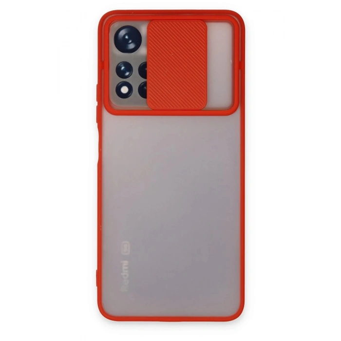 Xiaomi Redmi Note 11 Pro Plus 5G Kılıf Palm Buzlu Kamera Sürgülü Silikon - Kırmızı