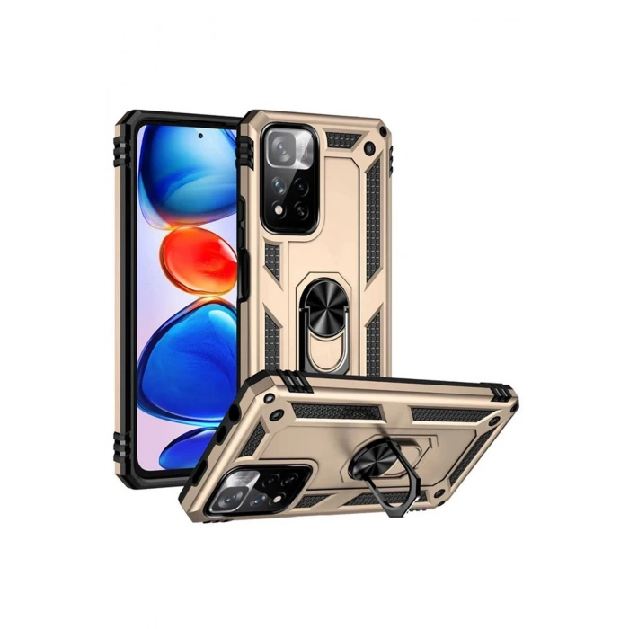 Xiaomi Redmi Note 11 Pro Plus 5G Kılıf Sofya Yüzüklü Silikon Kapak - Gold