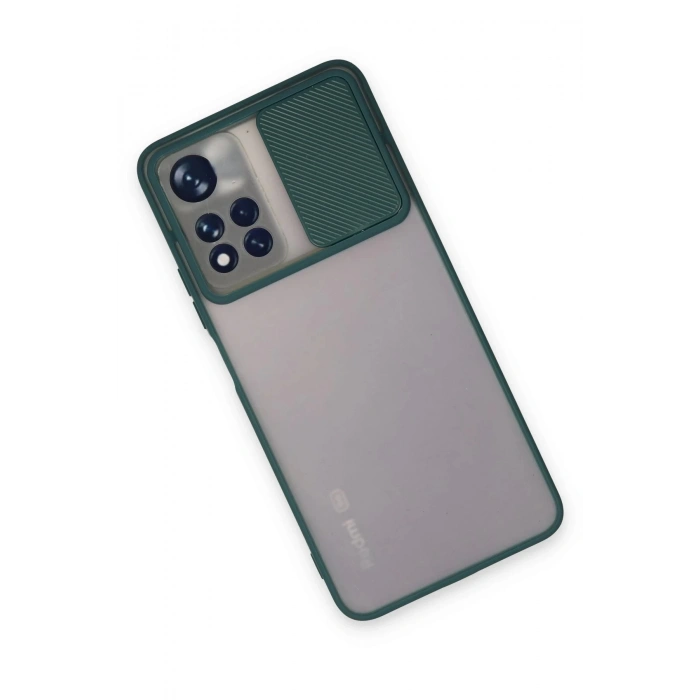 Xiaomi Redmi Note 11T Kılıf Palm Buzlu Kamera Sürgülü Silikon - Yeşil