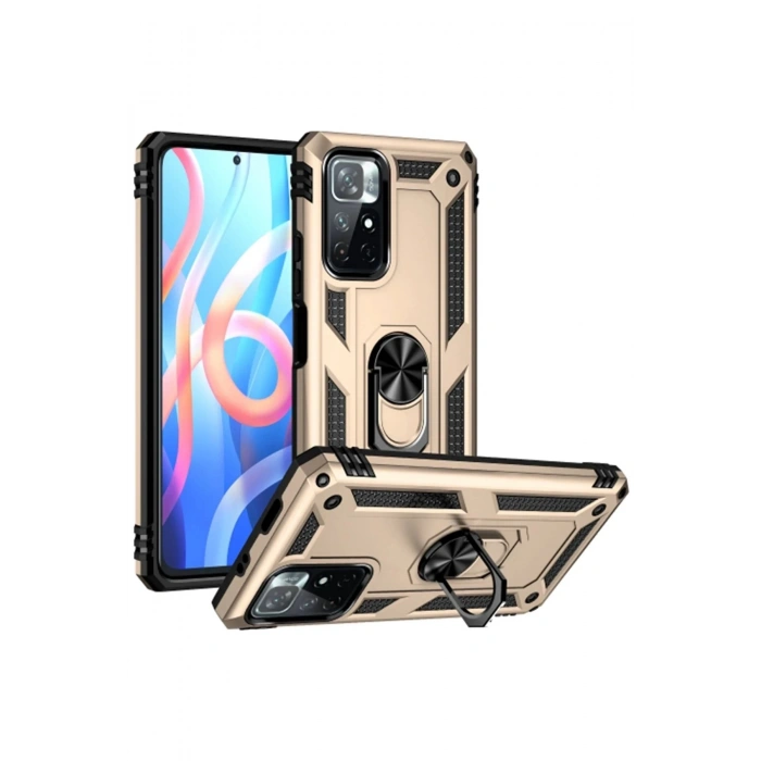 Xiaomi Redmi Note 11T Kılıf Sofya Yüzüklü Silikon Kapak - Gold