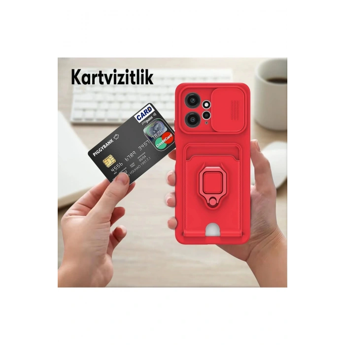 Xiaomi Redmi Note 12 4G Kılıf Zuma Kartvizitli Yüzüklü Silikon - Pembe