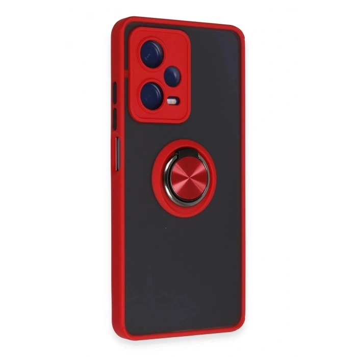 Xiaomi Redmi Note 12 5G Kılıf Montreal Yüzüklü Silikon Kapak - Kırmızı