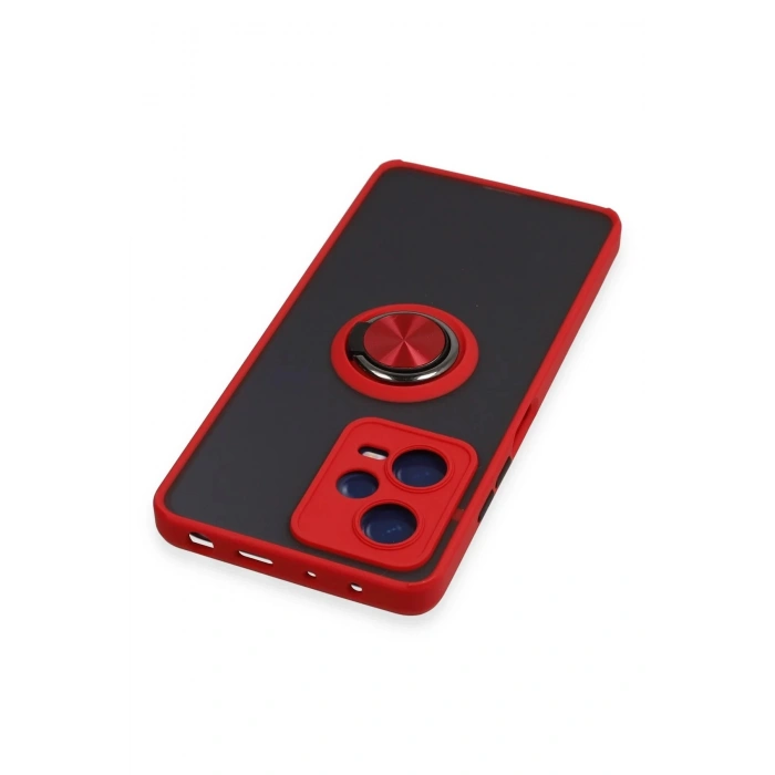 Xiaomi Redmi Note 12 5G Kılıf Montreal Yüzüklü Silikon Kapak - Kırmızı