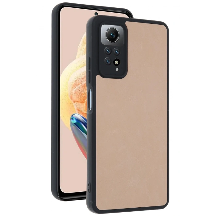Xiaomi Redmi Note 12 Pro 4G Kılıf Aras Deri Kapak - Pudra