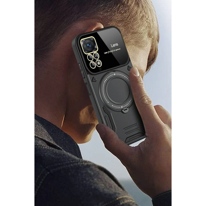 Xiaomi Redmi Note 12 Pro 4G Kılıf Joy Lens Standlı Kapak - Mor