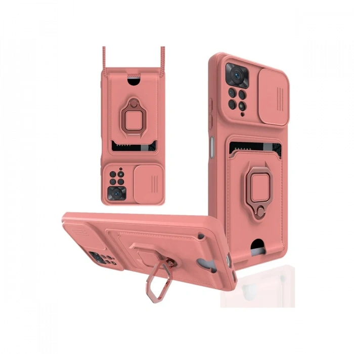 Xiaomi Redmi Note 12 Pro 4G Kılıf Zuma Kartvizitli Yüzüklü Silikon - Pembe