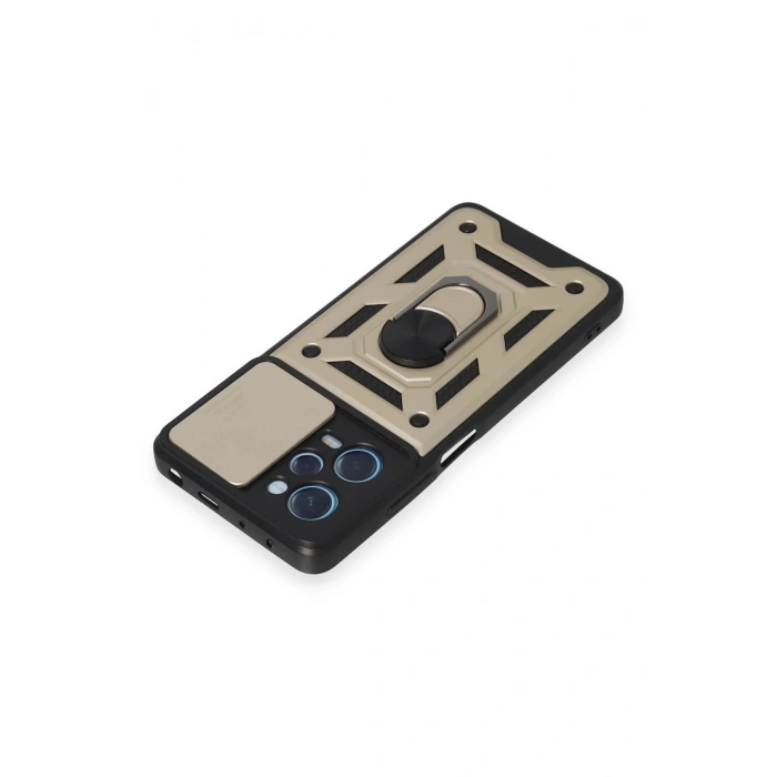 Xiaomi Redmi Note 12 Pro 5G Kılıf Pars Lens Yüzüklü Silikon - Gold