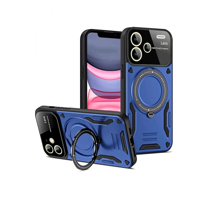 Xiaomi Redmi Note 13 Pro Plus Joy Lens Standlı Kapak - Lacivert