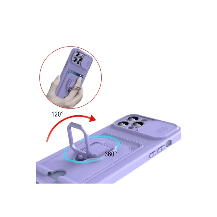 Xiaomi Redmi Note 13 Pro Plus Kılıf Zuma Kartvizitli Yüzüklü Silikon - Lila