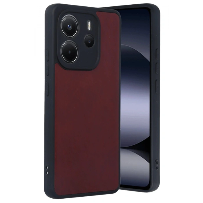 Xiaomi Redmi Note 14 4G Kılıf Aras Deri Kapak - Bordo