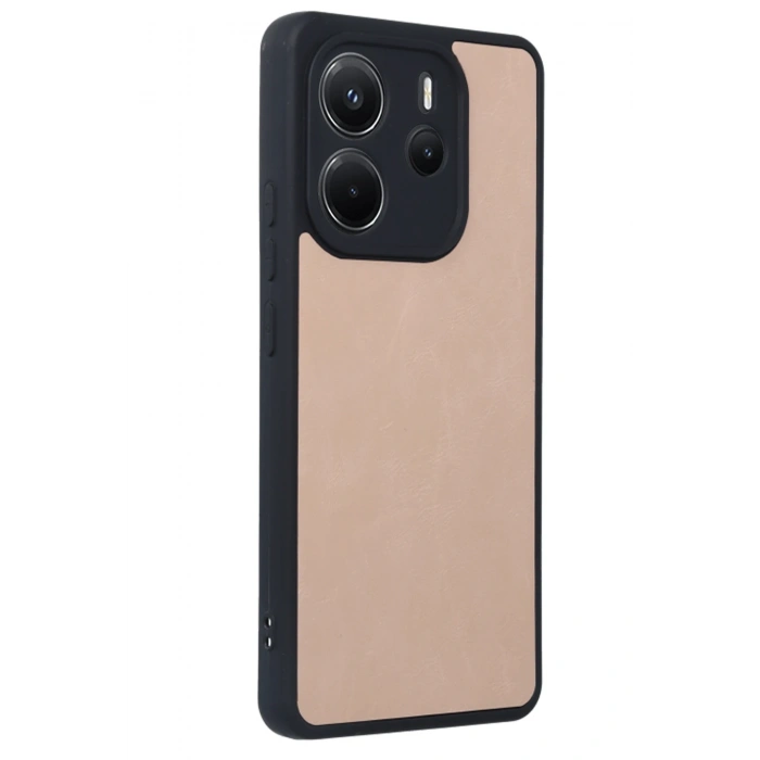 Xiaomi Redmi Note 14 4G Kılıf Aras Deri Kapak - Pudra