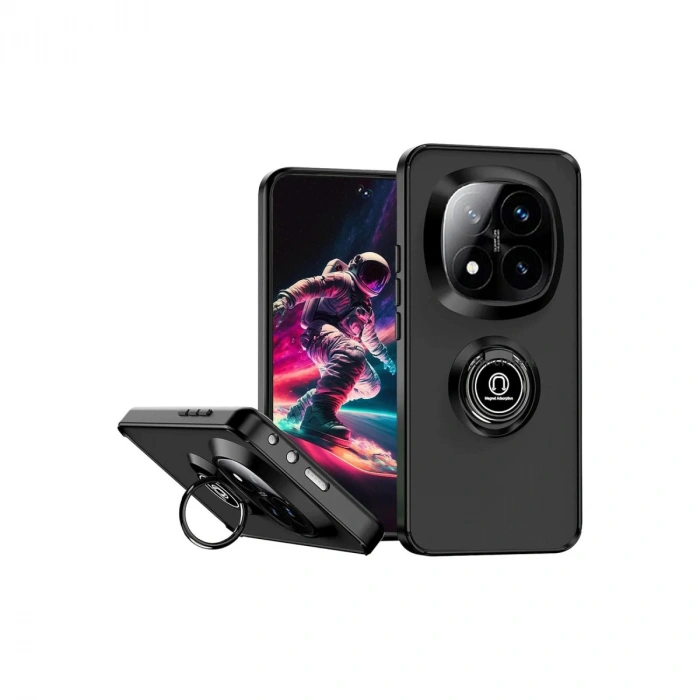 Xiaomi Redmi Note 14 Pro 5G Kılıf Montreal Yüzüklü Silikon Kapak - Siyah