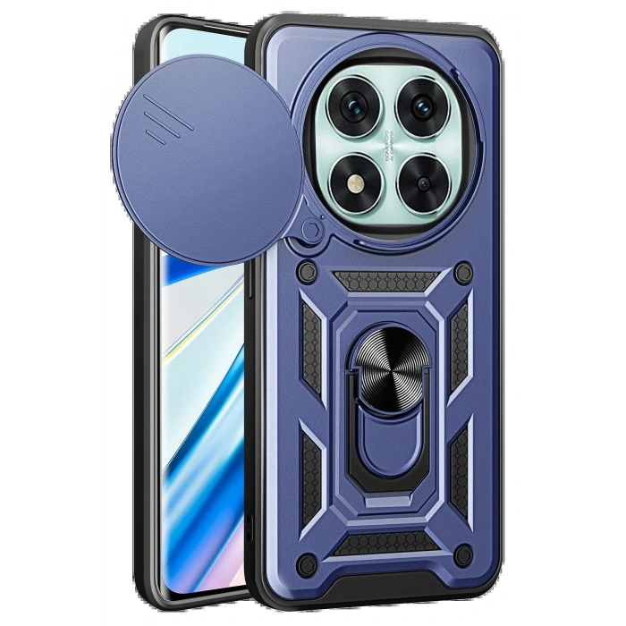 Xiaomi Redmi Note 14 Pro 5G Kılıf Pars Lens Yüzüklü Silikon - Lacivert