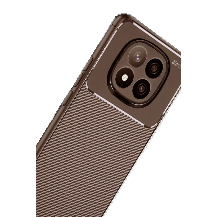 Xiaomi Redmi Note 14 Pro Plus Kılıf Auto Focus Karbon Kapak - Kahverengi