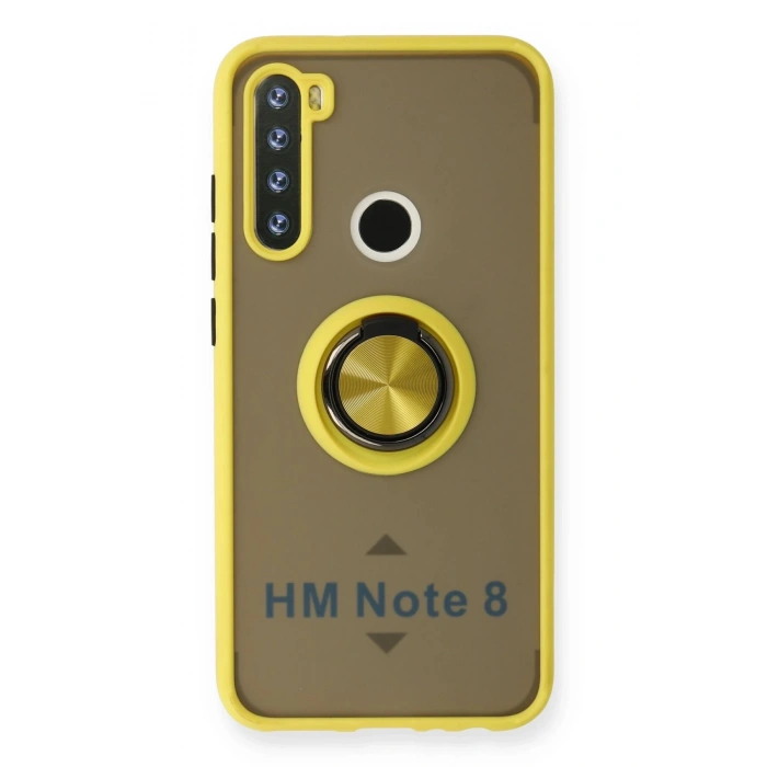Xiaomi Redmi Note 8 Kılıf Montreal Yüzüklü Silikon Kapak - Sarı