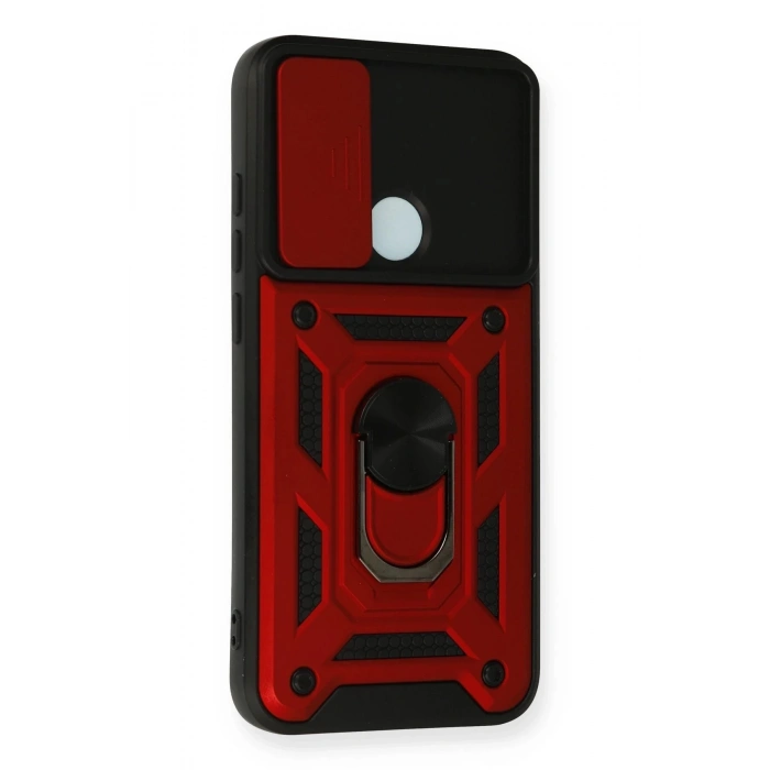 Xiaomi Redmi Note 8 Kılıf Pars Lens Yüzüklü Silikon - Kırmızı