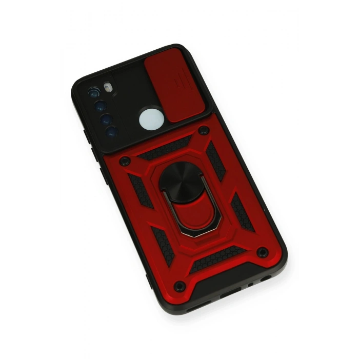 Xiaomi Redmi Note 8 Kılıf Pars Lens Yüzüklü Silikon - Kırmızı