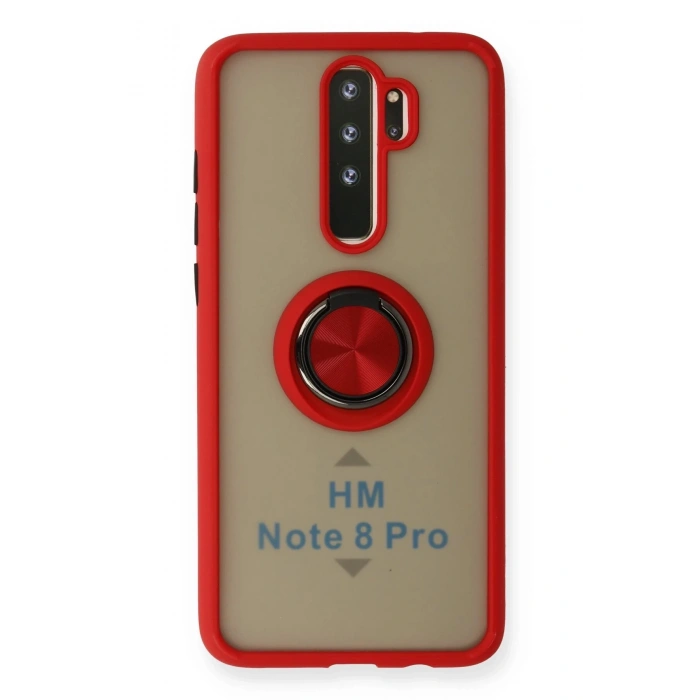 Xiaomi Redmi Note 8 Pro Kılıf Montreal Yüzüklü Silikon Kapak - Kırmızı