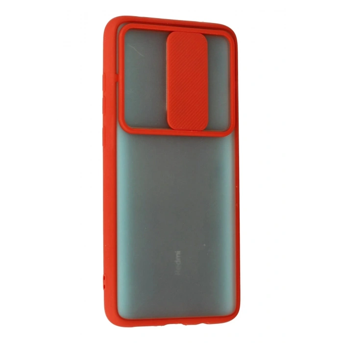 Xiaomi Redmi Note 8 Pro Kılıf Palm Buzlu Kamera Sürgülü Silikon - Kırmızı