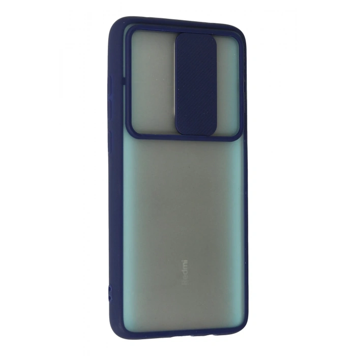 Xiaomi Redmi Note 8 Pro Kılıf Palm Buzlu Kamera Sürgülü Silikon - Lacivert