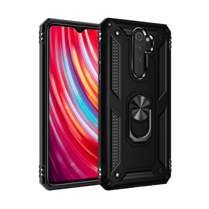 Xiaomi Redmi Note 8 Pro Kılıf Sofya Yüzüklü Silikon Kapak - Siyah