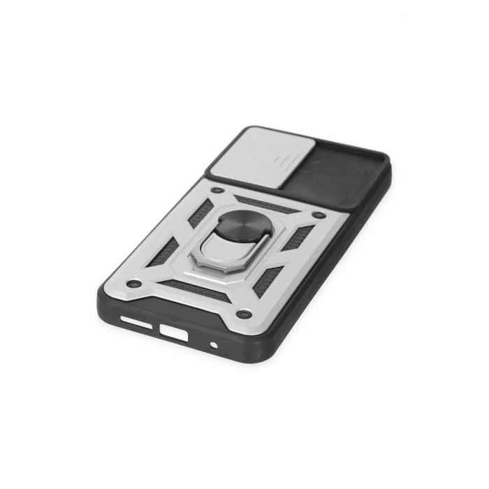 Xiaomi Redmi Note 9 4G Kılıf Pars Lens Yüzüklü Silikon - Gümüş