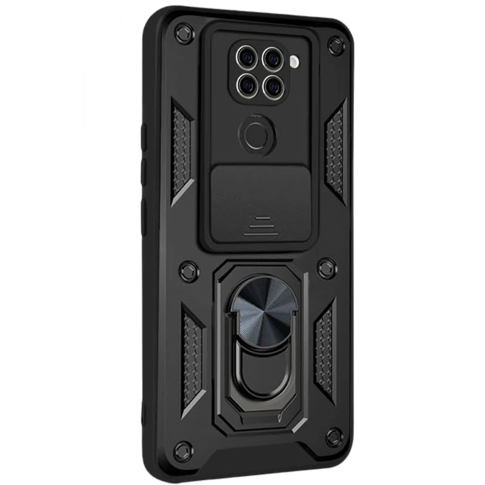 Xiaomi Redmi Note 9 4G Kılıf Pars Lens Yüzüklü Silikon - Siyah