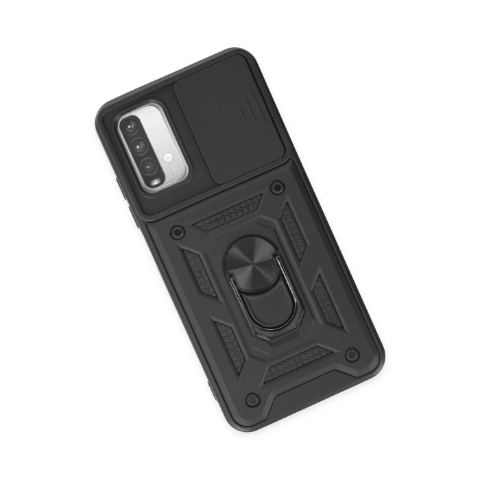 Xiaomi Redmi Note 9 4G Kılıf Pars Lens Yüzüklü Silikon - Siyah