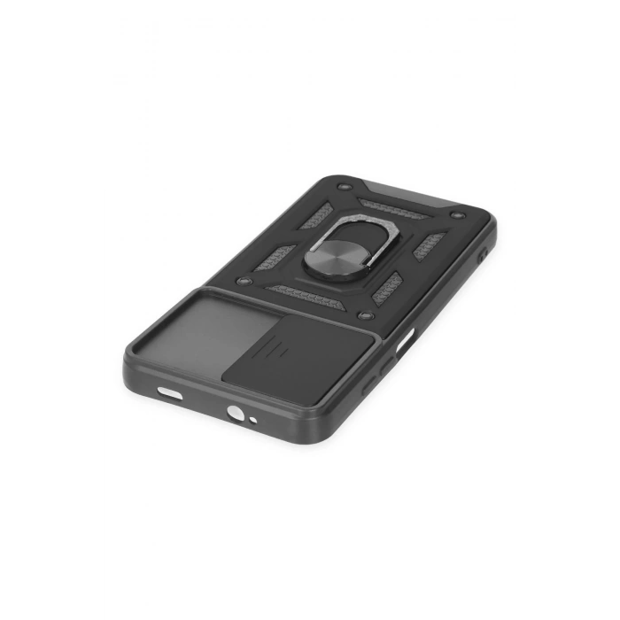 Xiaomi Redmi Note 9 4G Kılıf Pars Lens Yüzüklü Silikon - Siyah