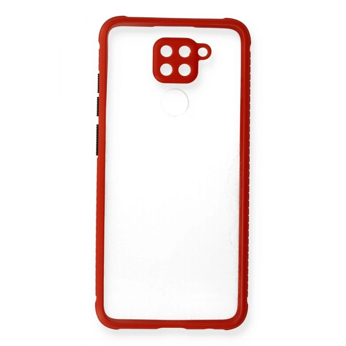 Xiaomi Redmi Note 9 Kılıf Miami Şeffaf Silikon - Kırmızı