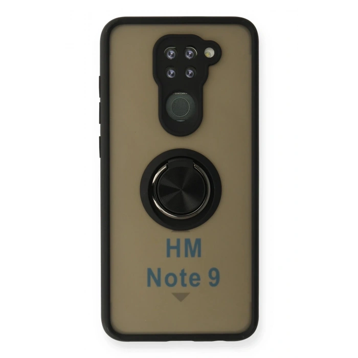 Xiaomi Redmi Note 9 Kılıf Montreal Yüzüklü Silikon Kapak - Siyah