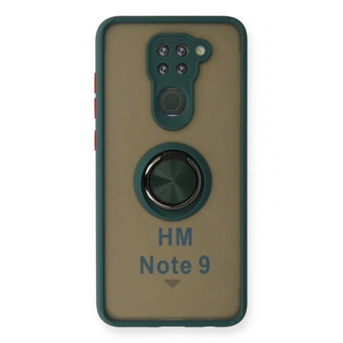 Xiaomi Redmi Note 9 Kılıf Montreal Yüzüklü Silikon Kapak - Yeşil